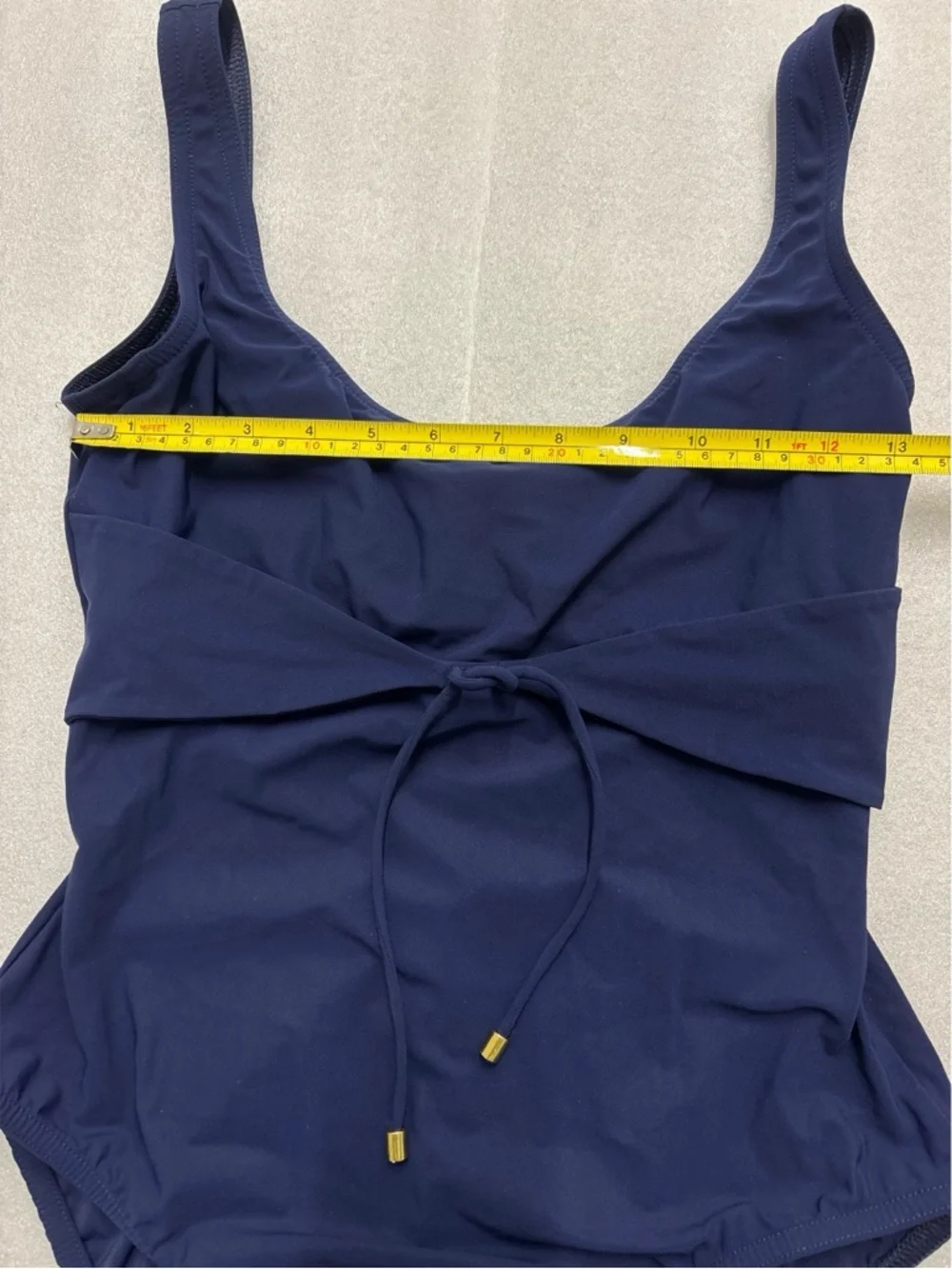 Karla Collette Classic Sleek Navy One-Piece Swimsuit ~ Waist Tie~ Size 14 - Picture 4 of 10